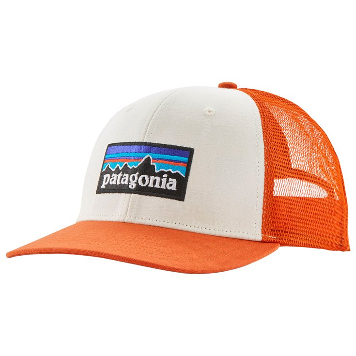 Patagonia Petten P-6 Logo Trucker Hat White Redtail Rust Voorstelling