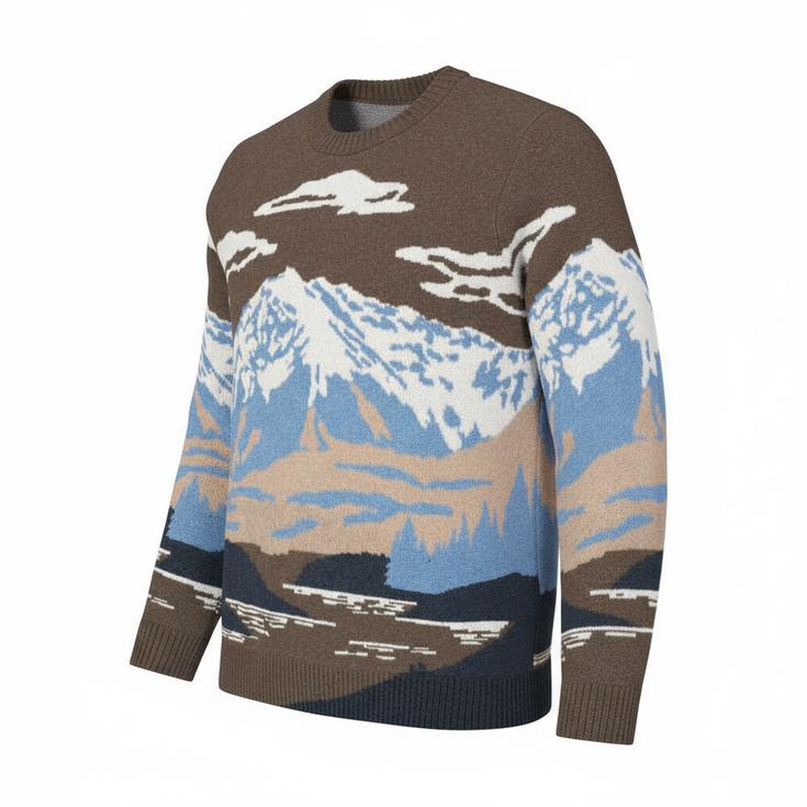 Picture Pullover Gibow Knit Sweater Cloudy Landscape Men Präsentation