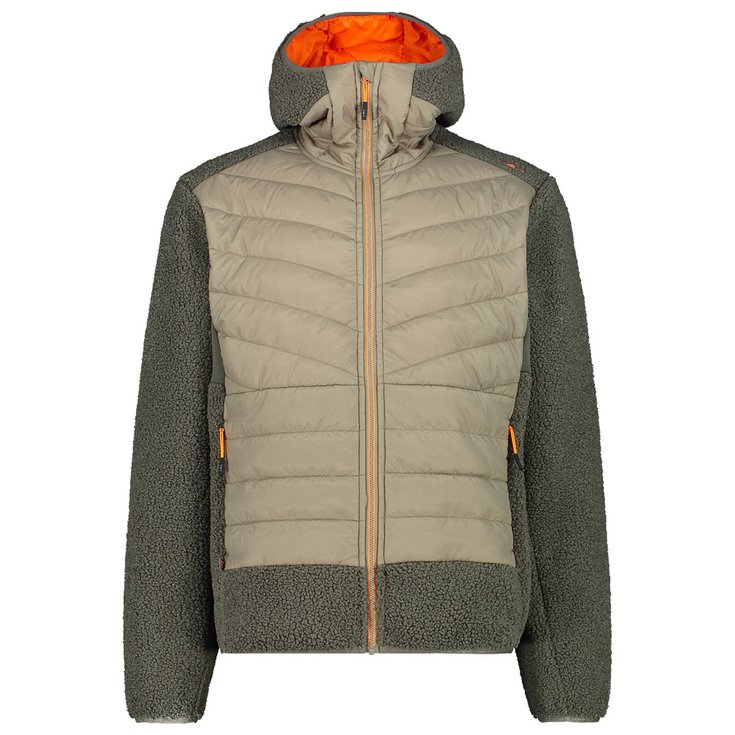 CMP Fleece Man Jacket Hybrid Fix Hood Sage Voorstelling
