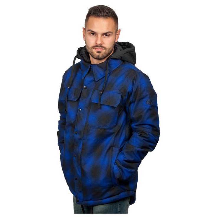 686 Funktionsjacke Authentic Woodland Insulated Cobalt Yarn Dye Ombre Plaid Presentation