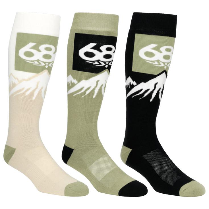 686 Socks Snow Caps Sock 3-Pack Multi Overview