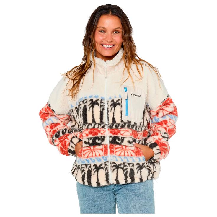 Rip Curl Fleece Oceanic Zip Through Polar Fleece Beige Voorstelling