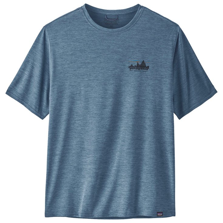 Patagonia T-shirts M's Cap Cool Daily Graphic 73 Skyline Utility Blue X-Dye Voorstelling