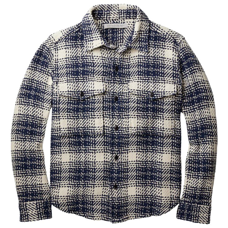 Outerknown Camisa Cloud Weave Shirt Birch Optic Plaid Presentación