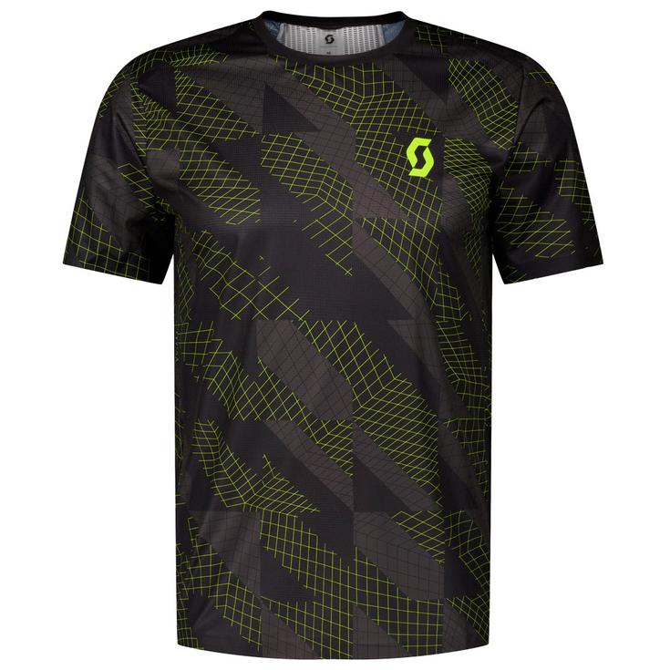 Scott Tee-shirt de trail Tee M's Rc Run Short Sleeve Black Yellow Présentation