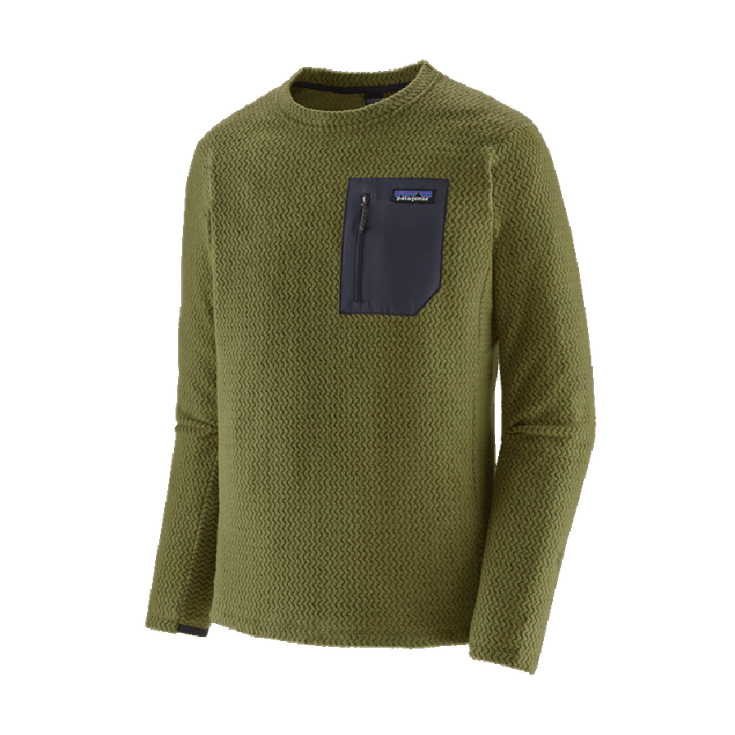 Patagonia Pile Patagonia Men's R1 Air Crew Palo Green Vista di profilo