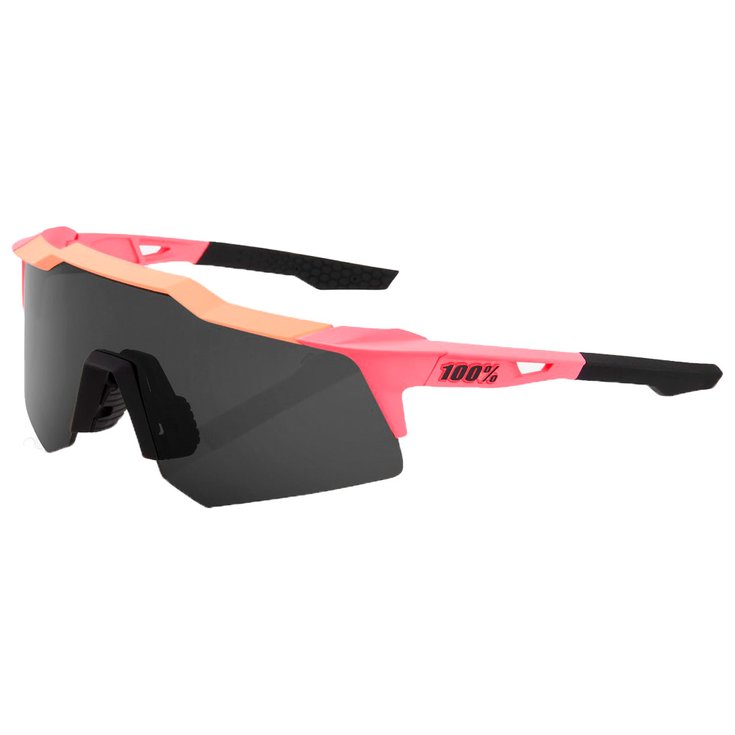 100 % Sonnenbrille Speedcraft Xs Matte Washed Out Neon Pink Smoke Lens Präsentation