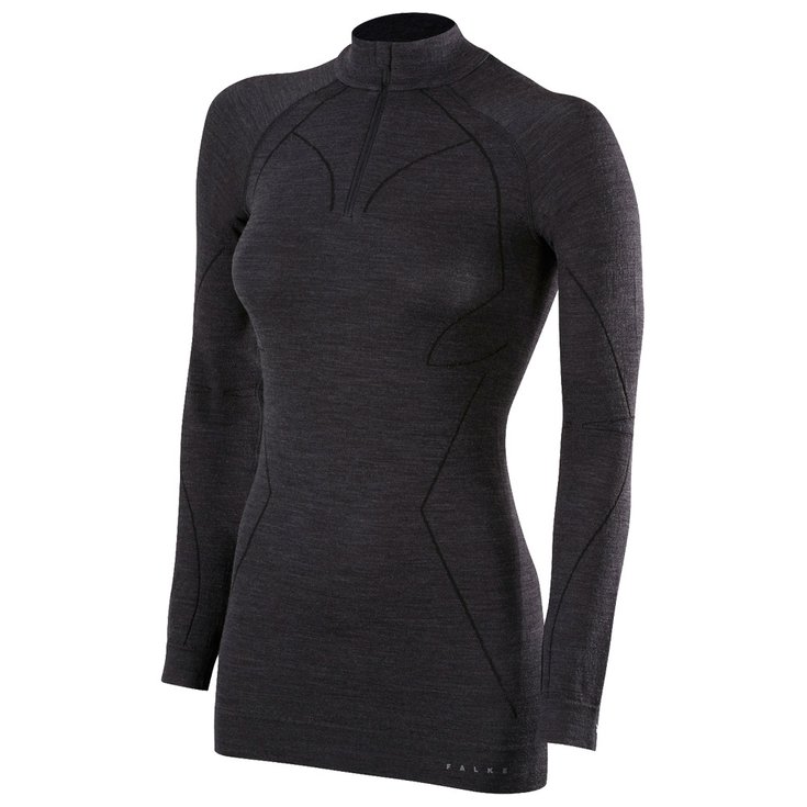 Falke Sous-vêtement technique Wool Tech Zip Shirt W Black Profil