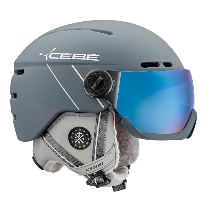 Cebe Visor helmet Fireball Mat Ciment White Blue Flash Mirror + Yellow Overview