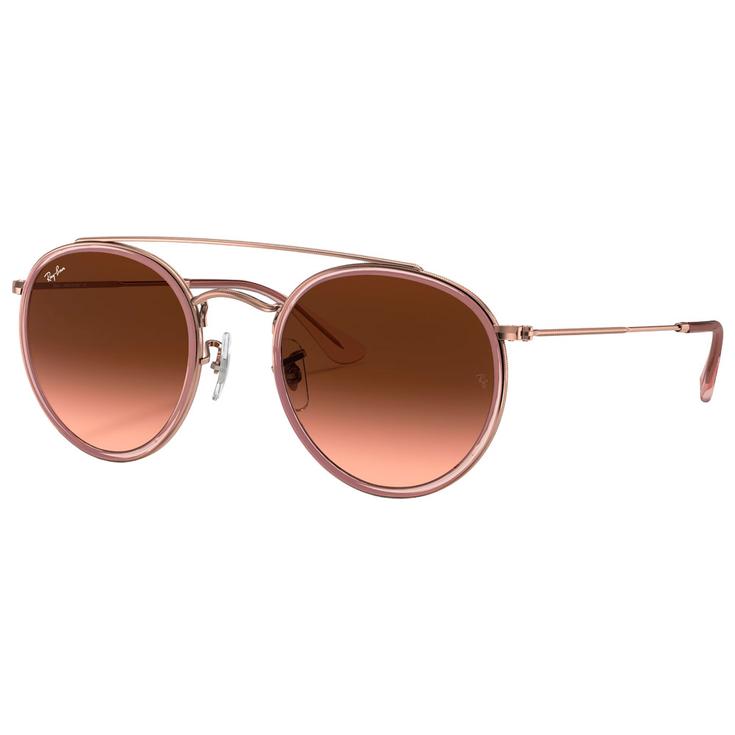 Ray Ban Sunglasses RB3647N Round Double Bridge Polished Copper Gradient Brown Overview