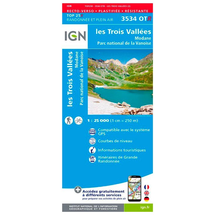 IGN Map 3534OTR les Trois Vallées, Modane, Parc national de la Vanoise - Résistante Overview