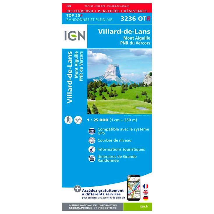 IGN Karte 3236OTR Villard-de-Lans, Mont Aiguille, PNR du Vercors - Résistante Präsentation