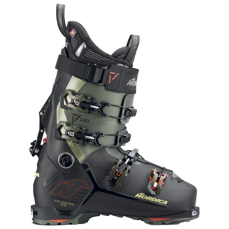 Nordica Chaussures de Ski Randonnée Unlimited 130 Dyn Black Irid Green Red Devant