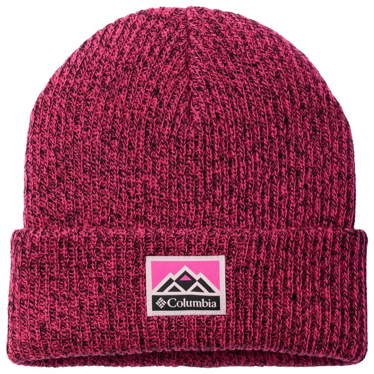 Columbia Youth Whirlibird Cuffed Beanie Pink Ice Black Marled Mountains 