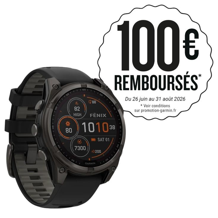 Garmin Fenix 8 Solar Sapphire Titane Carbon Gray DLC Bracelet Silicone Noir Gris Galet 
