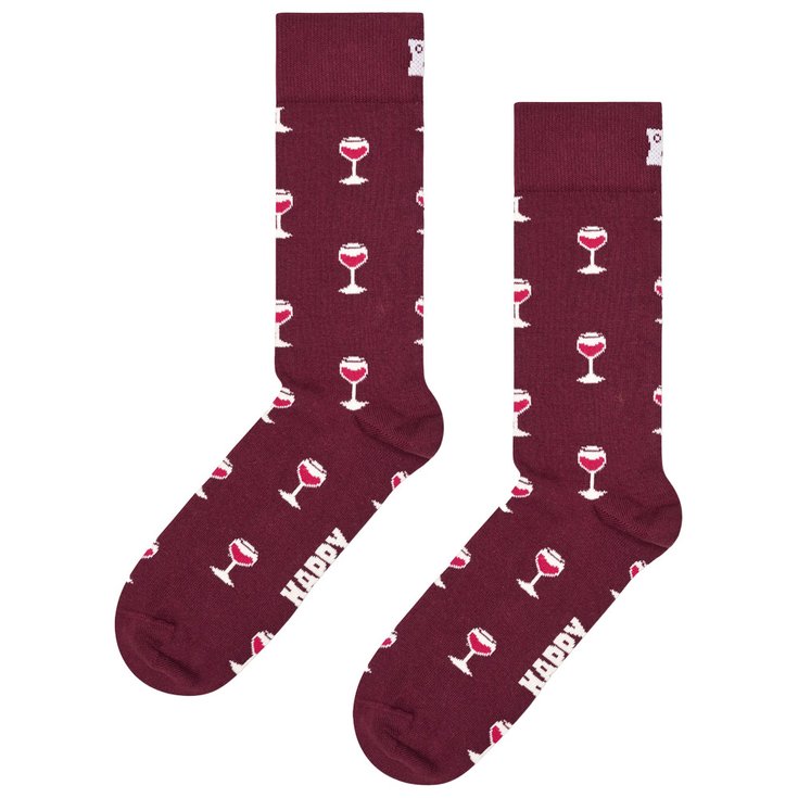 Happy Socks Calze Crew Socks Glass Of Wine Dark Red Presentazione