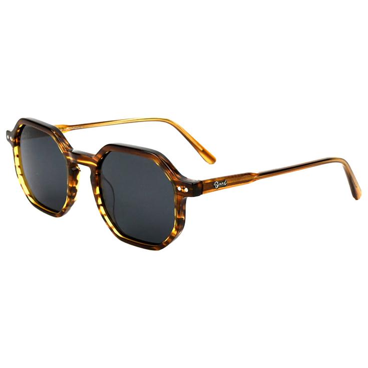 Binocle Eyewear Sonnenbrille Bogota Shiny Tortoise Wood Grey Polarized Präsentation