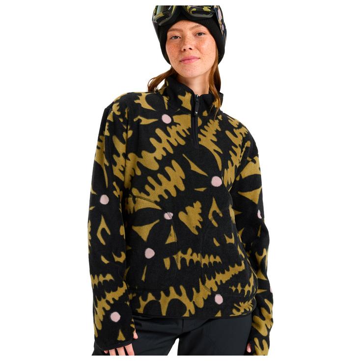 Roxy Fleece Moonrising Fleece Fennel Seed Big Flower Präsentation