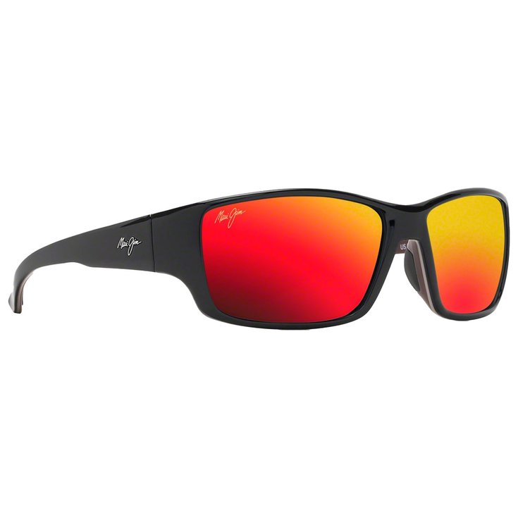 Maui Jim Zonnebrillen Local Kine Shiny Black with Grey and Maroon Hawaii Lava Voorstelling