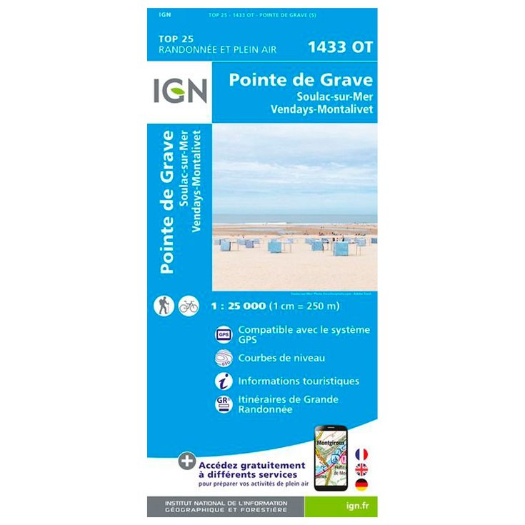 IGN Map 1433OT Pointe de Grave, Soulac-sur-Mer, Vendays-Montalivet Overview