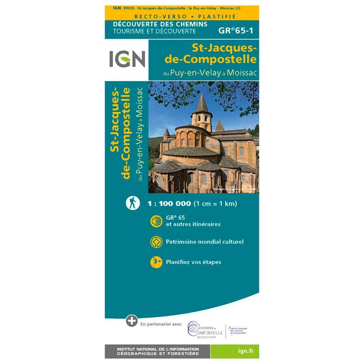 IGN Map St Jacques de Compostelle Du Puy-En-Velay A Moissac Overview