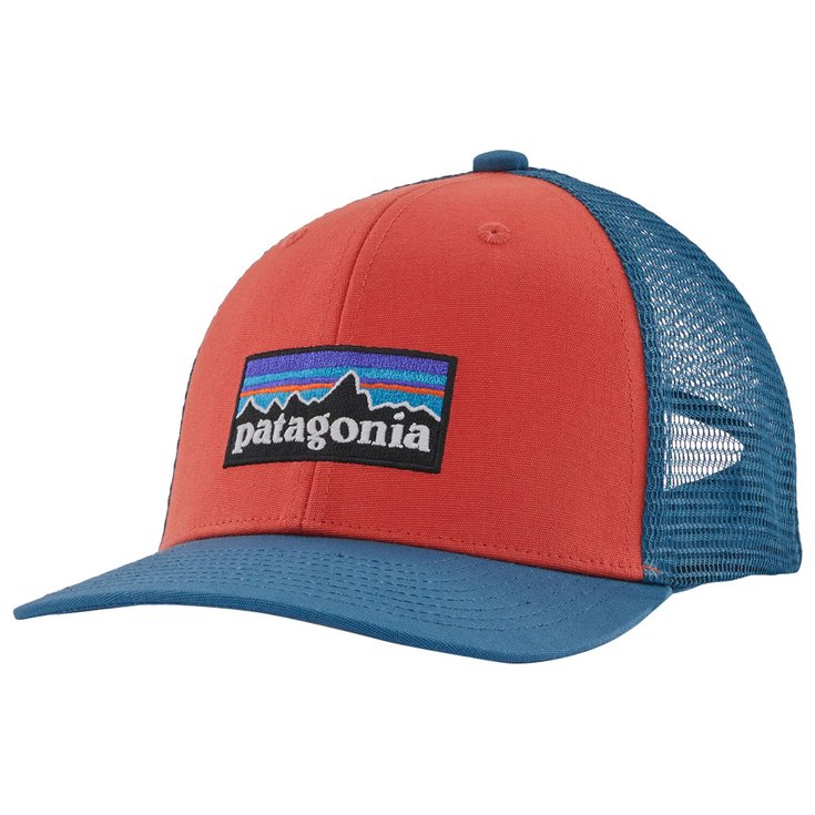 Patagonia Petten Kid's Trucker Hat P-6 Logo Sumac Red Voorstelling