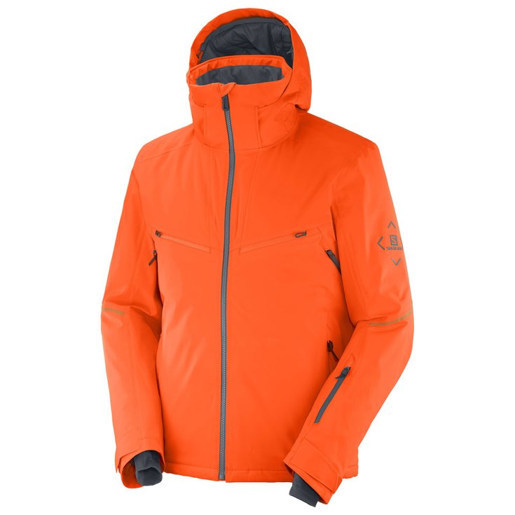 Salomon Ski Jacket Brilliant Red Orange Ebony Overview