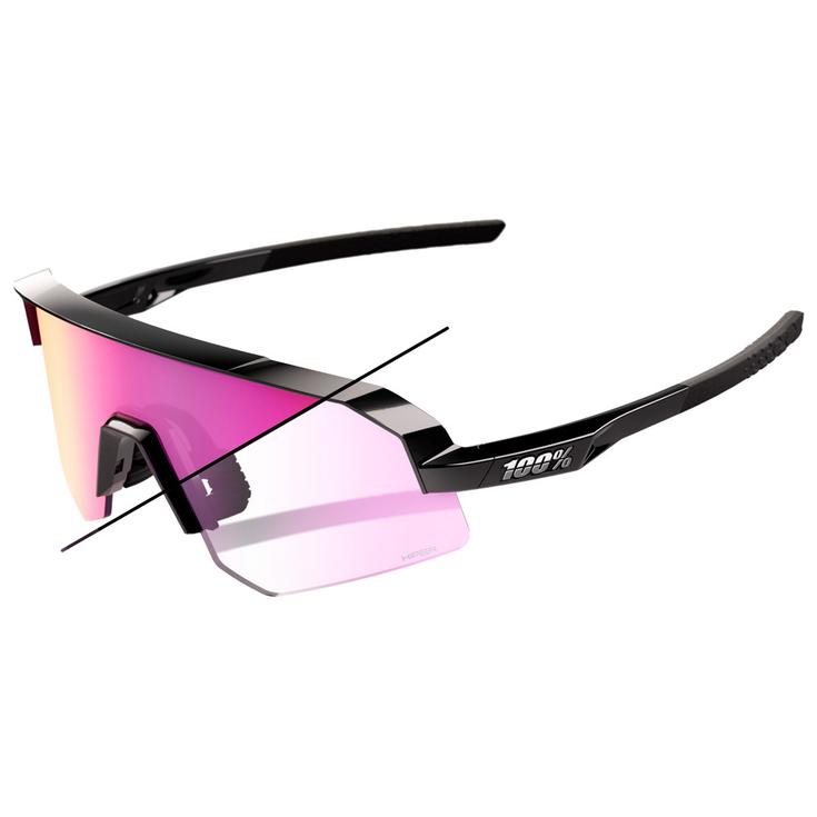 100% Zonnebrillen Slendale SL Gloss Black Photochromic Purple Mirror Voorstelling