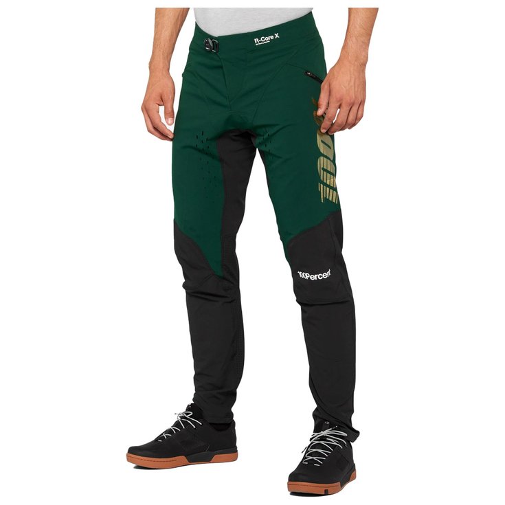 100 % Pantaloni MTB R-Core-X Limited Edition Forest Green Black Presentazione
