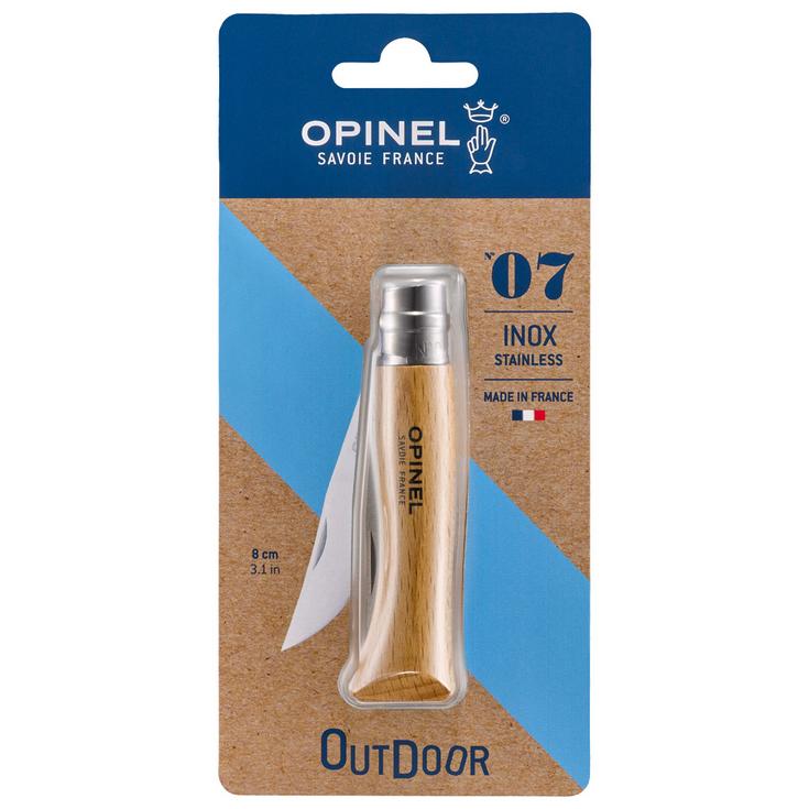 Opinel Messen N°7 Inox Blister Hêtre Voorstelling