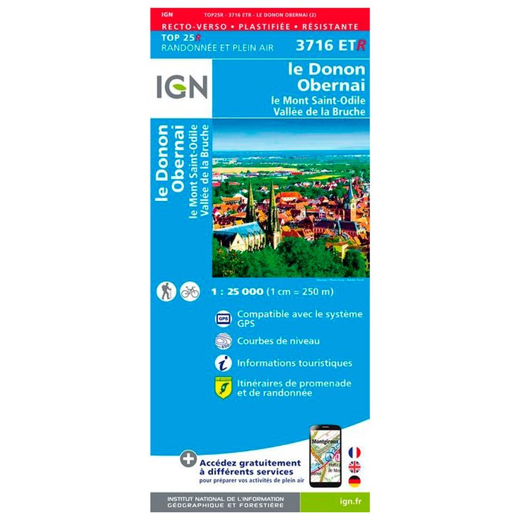 IGN Carte 3716ETR le Donon, Obernai, le Mont Sainte-Odile, Vallée de la Bruche - Résistante Presentazione