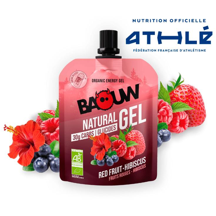 Baouw Energiegel Gel Naturel Bio 85 g. Fruits Rouge Hibiscus Präsentation