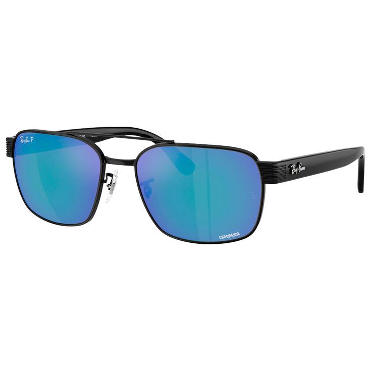 Ray Ban Gafas RB3751CH Polished Black Chromance Grey Blue Mirror Polar Presentación
