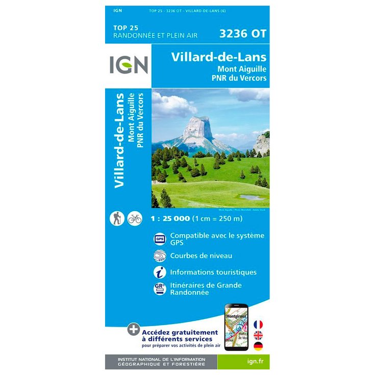 IGN Kaart 3236OT Villard-de-Lans, Mont Aiguille, PNR du Vercors Voorstelling