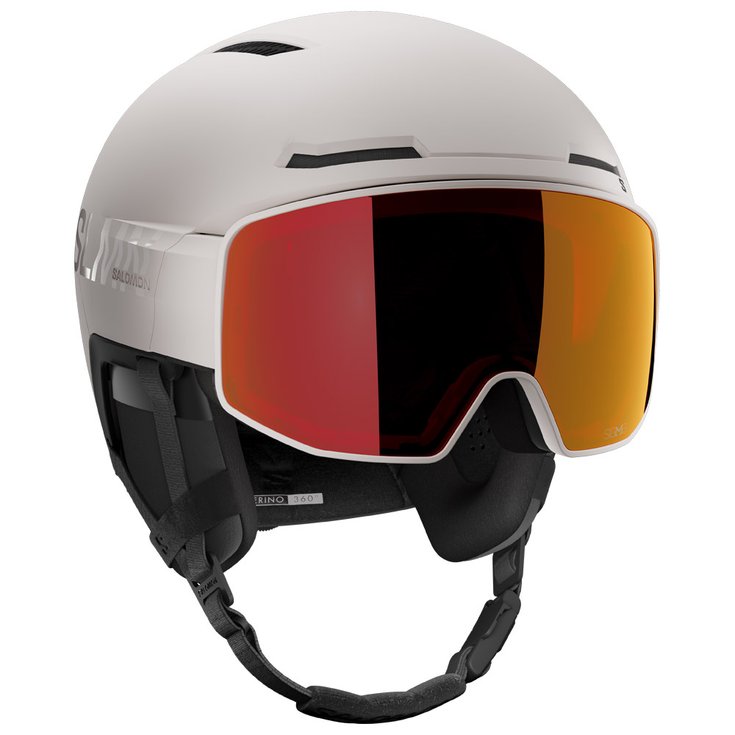 Salomon Skihelm mit Visier Driver Prime Sigma Plus Grey Violet Poppy Red + Ice Blue Präsentation