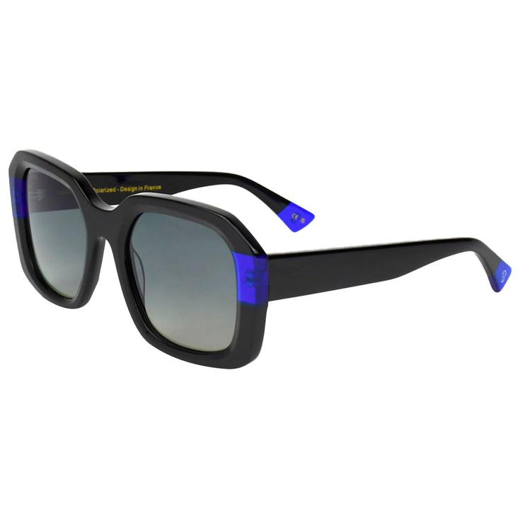 Binocle Eyewear Sonnenbrille Isabella Shiny Black Blue Gradient Grey Polarized Präsentation