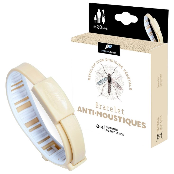 Pharmavoyage Insektenschutz Bracelet Anti-Moustique Beige Präsentation