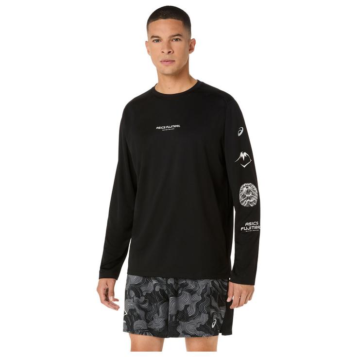 Asics Trail T-Shirt Fujitrail Logo Long Sleeve Black Carrier Grey Präsentation