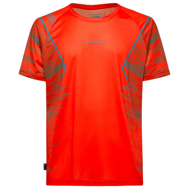 La Sportiva Tee-shirt de trail Pacer T-Shirt Cherry Tomato Tropic Blue 