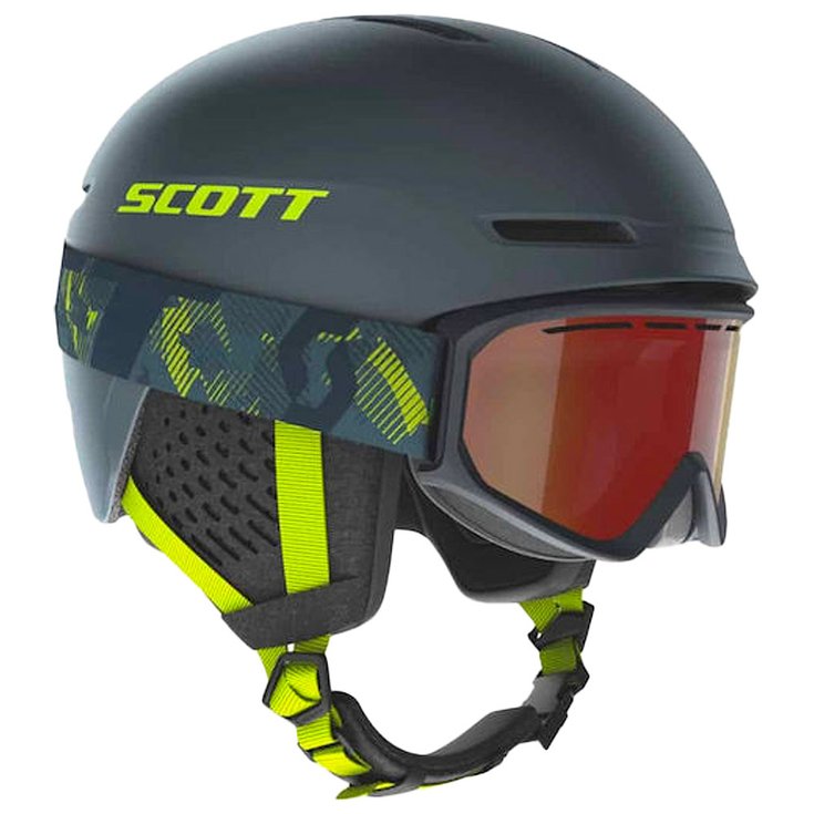Scott Helmen Combo Helmet Track + Factor Goggle Combo Storm Grey Ultralime Yellow Voorstelling