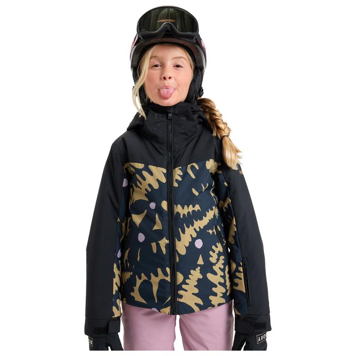 Roxy Ski Jacket Free Jet Block Girl Jacket Fennel Seed Big Flower Rg Overview