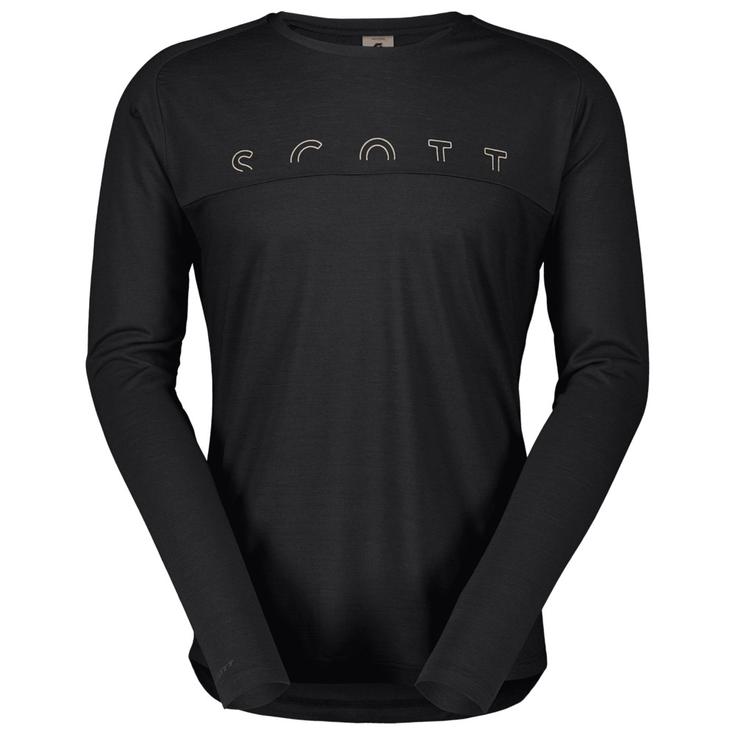 Scott Wander-T-Shirt Tee M's Defined Merino Long Sleeve Black Präsentation