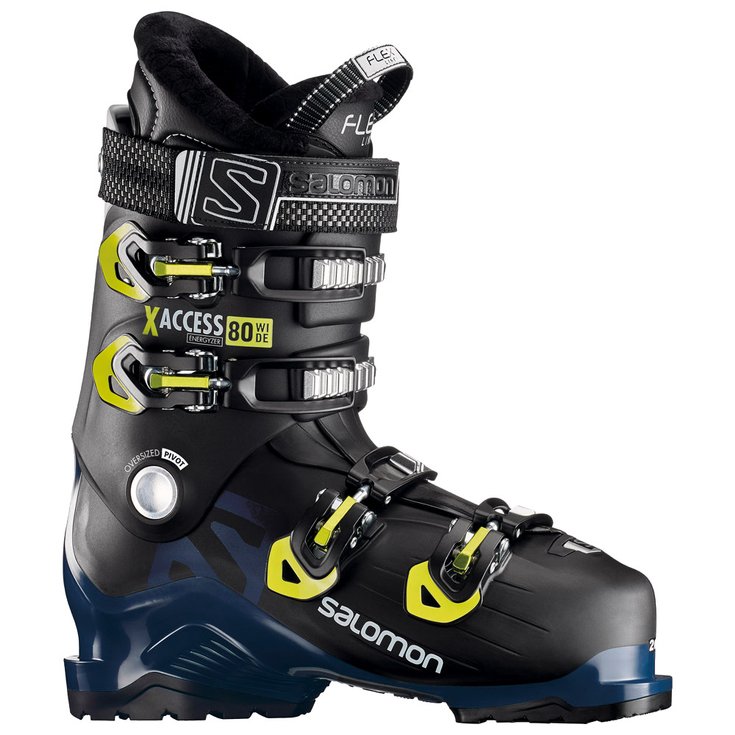 Salomon Chaussures de Ski X Access 80 Wide Black Petrol Blue Acid Green Présentation