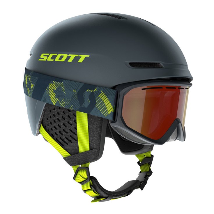 Scott Helmen Combo Helmet Track + Goggle Faction Storm Grey Ultralime Yellow Voorstelling