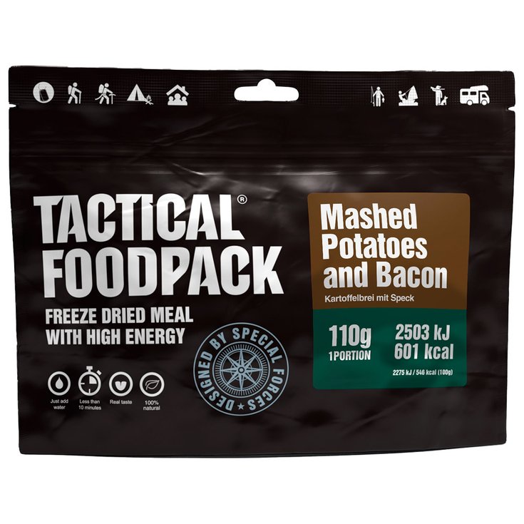 Tactical Foodpack Comida liofilizada Purée de Pommes de terre et Bacon 110g Presentación
