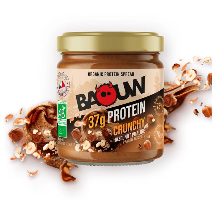 Baouw Bizcocho Pâtes À Tartiner Protéinées Bio Crunchy Praliné Noisette Presentación