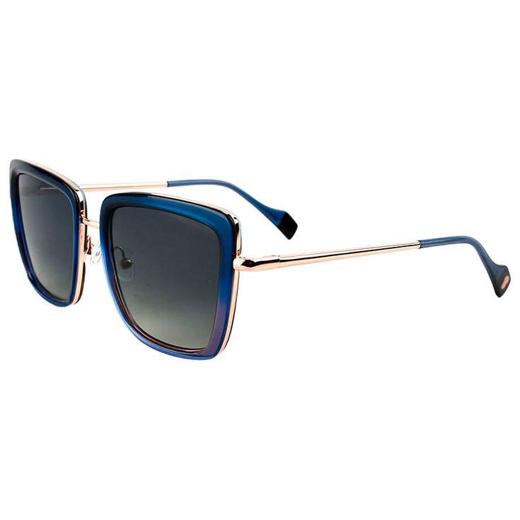 Binocle Eyewear Lunettes de soleil Carla Shiny Gold Blue Purple Gradient Grey Polarized Présentation