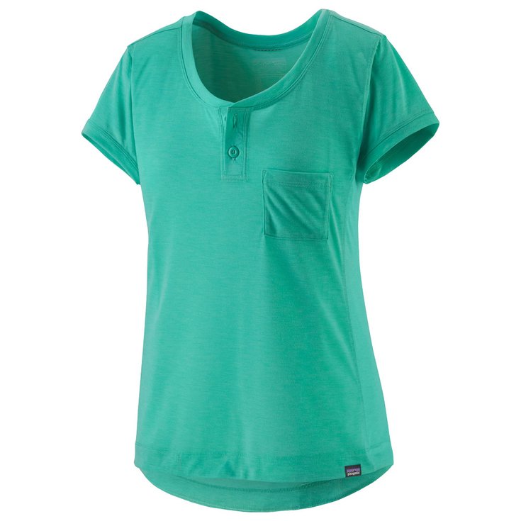Patagonia T-shirts W's Cap Cool Trail Bike Henley Fresh Teal Voorstelling