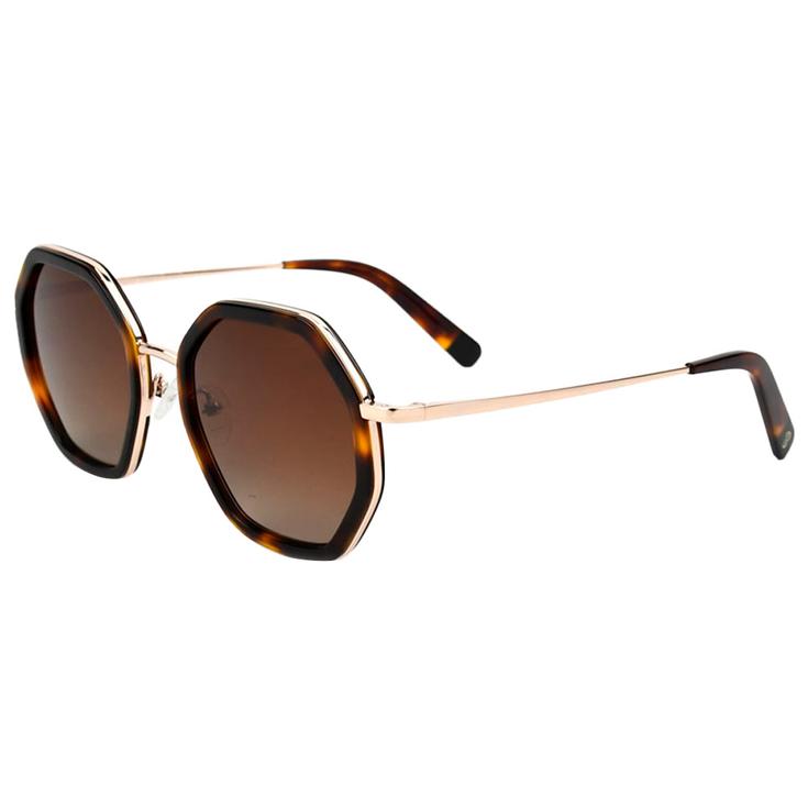 Binocle Eyewear Sonnenbrille Angela Shiny Gold Tortoise Gradient Brown Polarized Präsentation