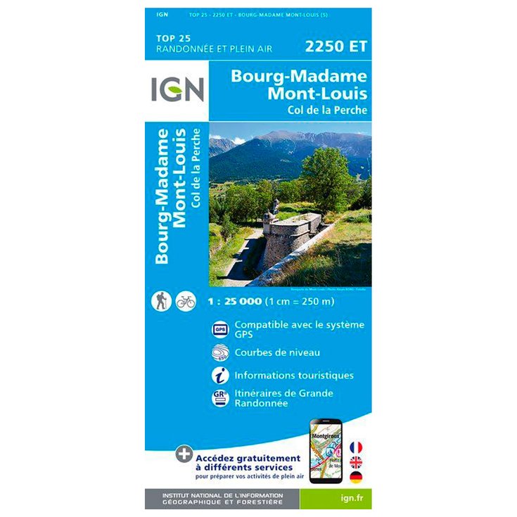 IGN Map 2250ET Bourg-Madame, Mont-Louis, Col de la Perche Overview